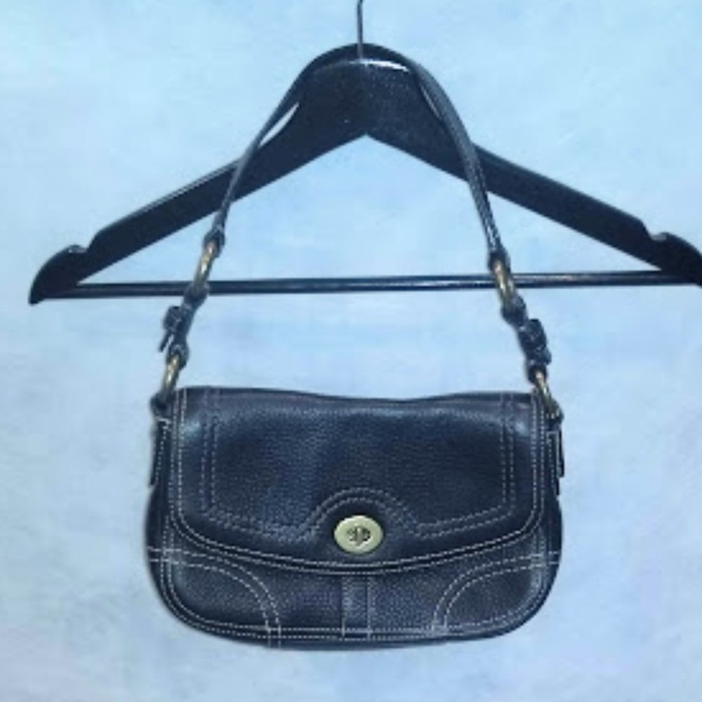 Coach shoulder bag black with brass trim
